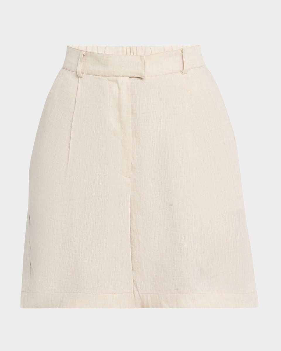 Pleated Linen Baggy Shorts